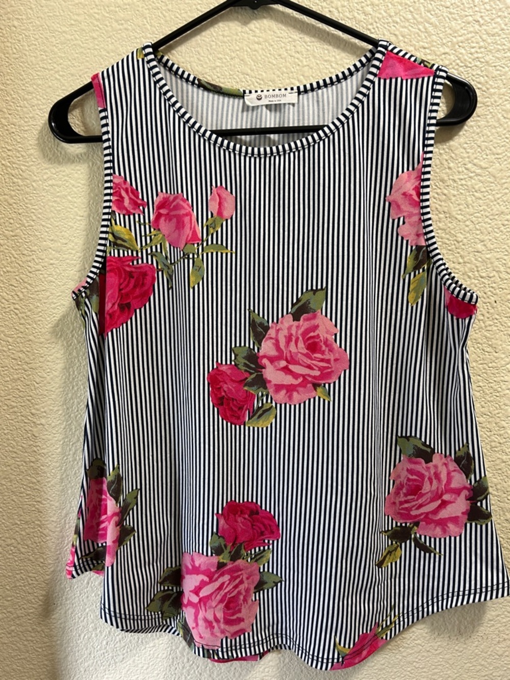 Bombom Pink Floral Stripe Tank Top